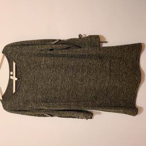 TACERA DARK GREEN SWEATER DRESS W/ CUTE TIES & HOODIE POCKET - 1X